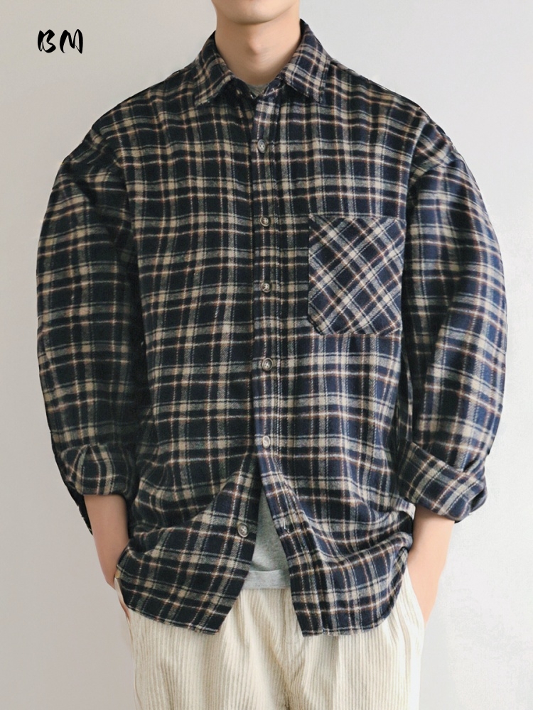 ‌Japanese Vintage Heavyweight  - Flannel Plaid Shirt Heavy Weight ulasan dan harga